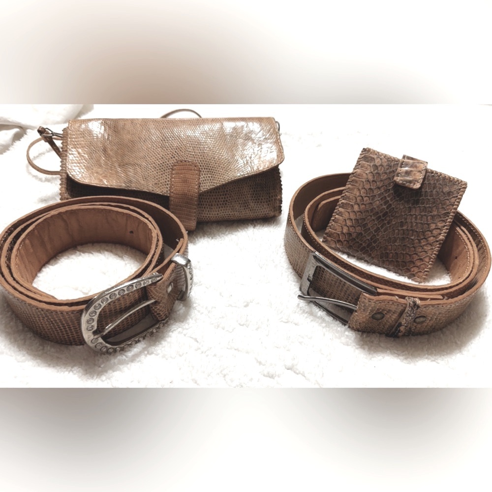 SNAKE SKIN BELTS, WALLET, AND CLUTCH SET, HANDMADE IN MEXICO .. FOR HIM & HER